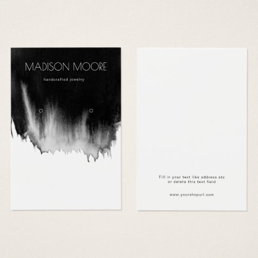 Moderne zwarte Waterverf die Kaart verdient (Voorkant /achterkant)