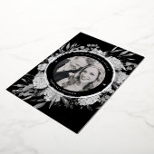 Moderne zwarte Waterverf Floral Foto opslaan Datum Folie Uitnodiging (Gedraaid)