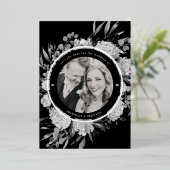 Moderne zwarte Waterverf Floral Foto opslaan Datum Folie Uitnodiging (Staand Voorkant)