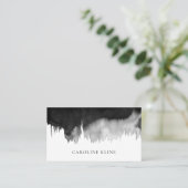 Moderne zwarte Waterverf Ink Art Visitekaartje (Staand voorkant)