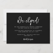 Moderne zwarte 'We eloped'-kaart Kaart (Voorkant)