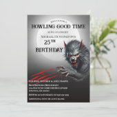 Moderne Zwarte Weerwolf Elk Leeftijd Verjaardagsfe Kaart (Staand voorkant)