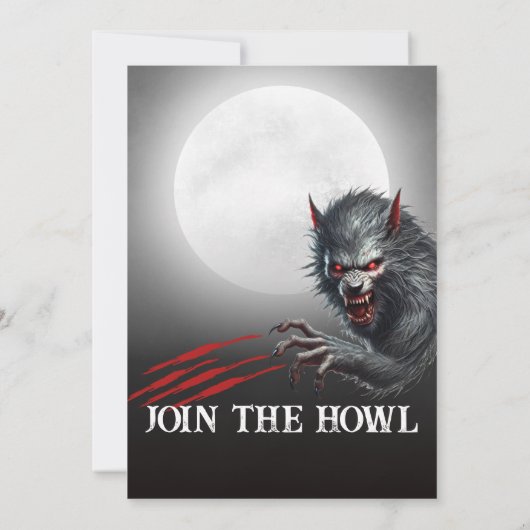 Moderne Zwarte Weerwolf Elk Leeftijd Verjaardagsfe Kaart (Achterkant)