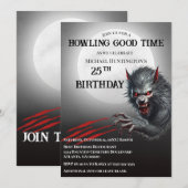 Moderne Zwarte Weerwolf Elk Leeftijd Verjaardagsfe Kaart (Voorkant / Achterkant)