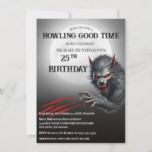 Moderne Zwarte Weerwolf Elk Leeftijd Verjaardagsfe Kaart