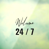 Moderne Zwarte Welkom 24/7 Raamsticker (Vel 3)