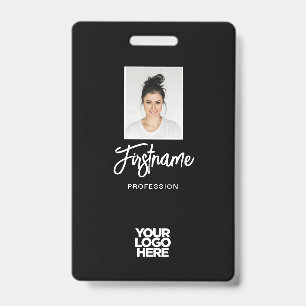 Moderne Zwarte Werknemer Foto, Logo, Naam Badge