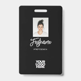 Moderne Zwarte Werknemer Foto, Logo, Naam Badge