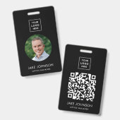 Moderne zwarte werknemer QR-code badge (Voor- en achterkant)