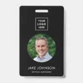 Moderne zwarte werknemer QR-code badge (Voorzijde)