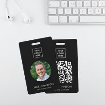 Moderne zwarte werknemer QR-code badge