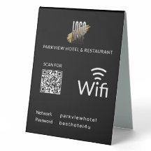 Moderne zwarte WiFi QR-code met uw zakelijke Logo