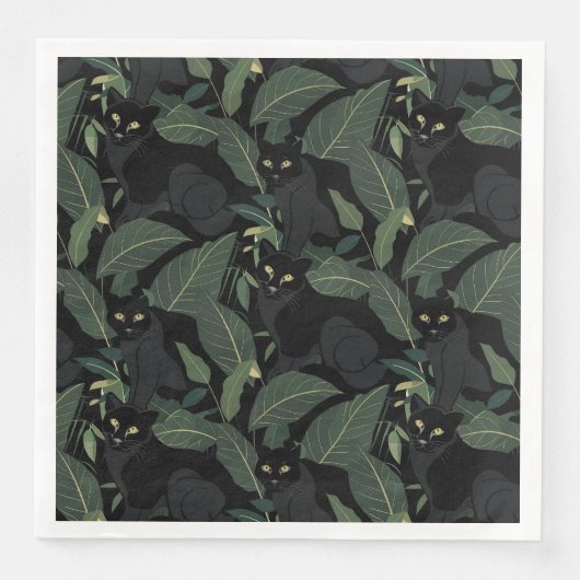 Moderne zwarte wilde kat servet (Voorkant)