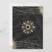 Moderne zwarte wintergouden sneeuwkerstfeest Invi Kaart (Achterkant)