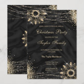 Moderne zwarte wintergouden sneeuwkerstfeest Invi Kaart (Voorkant / Achterkant)