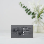 Moderne Zwarte & Witte Aangepaste Logo 2-Foto Visitekaartje (Staand voorkant)