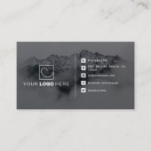 Moderne Zwarte & Witte Aangepaste Logo 2-Foto Visitekaartje (Voorkant)
