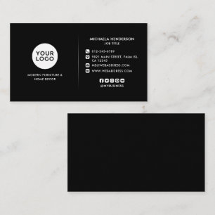Moderne Zwarte & Witte Aangepaste Logo & Sociale B Visitekaartje