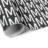 Moderne zwarte witte aangepaste monogram letter pa cadeaupapier (Rol Hoek)