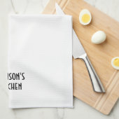 Moderne zwarte witte aangepaste monogram theedoek (Quarter Fold)