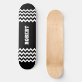 Moderne zwarte & witte aangepaste naam persoonlijk skateboard (Voorkant)