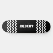 Moderne zwarte & witte aangepaste naam persoonlijk skateboard (Horizontaal)