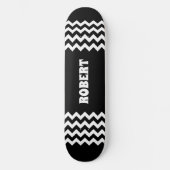 Moderne zwarte & witte aangepaste naam persoonlijk skateboard (Voorkant)