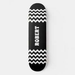 Moderne zwarte & witte aangepaste naam persoonlijk skateboard