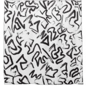 Moderne zwarte witte Abstracte graffiti-penseelstr Douchegordijn (Voorkant)