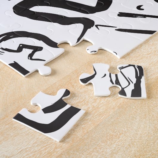 Moderne zwarte witte Abstracte graffiti-penseelstr Legpuzzel (Zijkant)