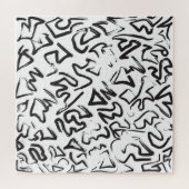Moderne zwarte witte Abstracte graffiti-penseelstr Legpuzzel (Horizontaal)