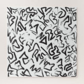 Moderne zwarte witte Abstracte graffiti-penseelstr Legpuzzel (Verticaal)