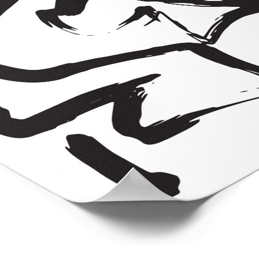 Moderne zwarte witte Abstracte graffiti-penseelstr Poster (Hoek)