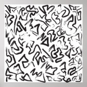 Moderne zwarte witte Abstracte graffiti-penseelstr Poster (Voorkant)