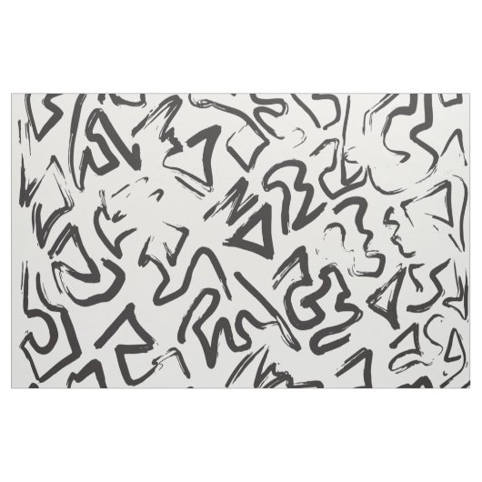 Moderne zwarte witte Abstracte graffiti-penseelstr Stof (Yard (91,4 cm))