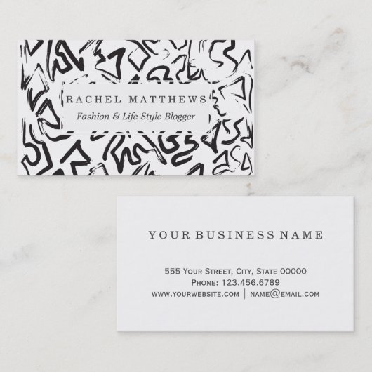 Moderne zwarte witte Abstracte graffiti-penseelstr Visitekaartje (Voorkant / Achterkant)