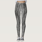 Moderne zwarte witte abstracte grafische patroonaf leggings (Voorkant)