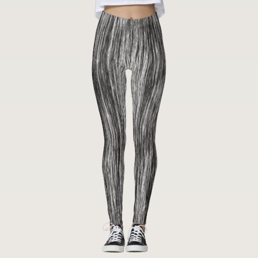 Moderne zwarte witte abstracte grafische patroonaf leggings (Voorkant)