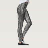 Moderne zwarte witte abstracte grafische patroonaf leggings (Rechts)