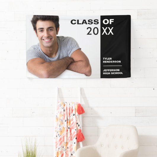 Moderne zwarte witte Afstuderen Foto Partij Spandoek (Insitu)