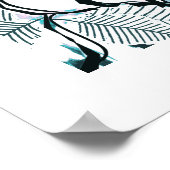 Moderne Zwarte Witte Aqua Roos - Pop Art Bloem Poster (Hoek)