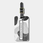 Moderne Zwarte Witte Bagage Label Aangepaste Naam (Voorkant verticaal)