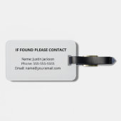 Moderne Zwarte Witte Bagage Label Aangepaste Naam (Achterkant horizontaal)