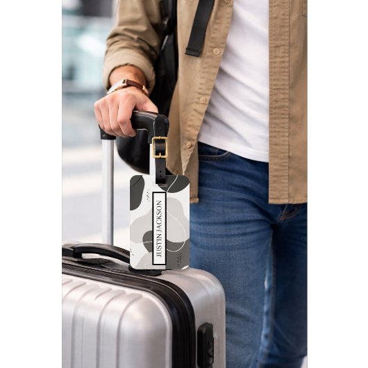 Moderne Zwarte Witte Bagage Label Aangepaste Naam