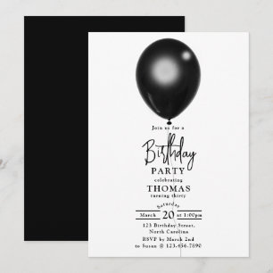 Moderne Zwarte Witte Ballon Verjaardag Hem Haar  Kaart
