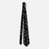 Moderne Zwarte & Witte Bloem Rank Bruiloft Stropdas (Achterkant)
