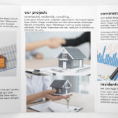 Moderne Zwarte & Witte Blok Bouw Constructie Drieluik Kaart (Binnenkant midden)