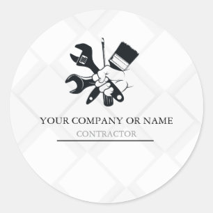 Moderne Zwarte & Witte Blok Bouw Constructie Ronde Sticker