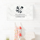 Moderne Zwarte & Witte Blok Bouw Constructie Spandoek (Insitu)
