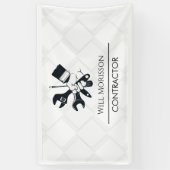 Moderne Zwarte & Witte Blok Bouw Constructie Spandoek (Verticaal)